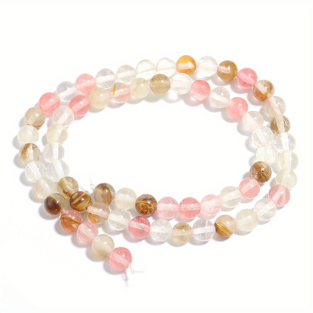 1 Strand Pink Watermelon Peel Stone Beads Round Loose Beads DIY Jewelry Making
